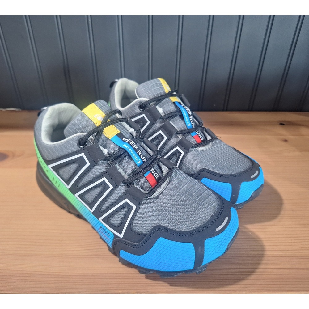 Hike Balance Keep Running Kids Trail Hiking Shoes Grey Blue Green Size 36 EU